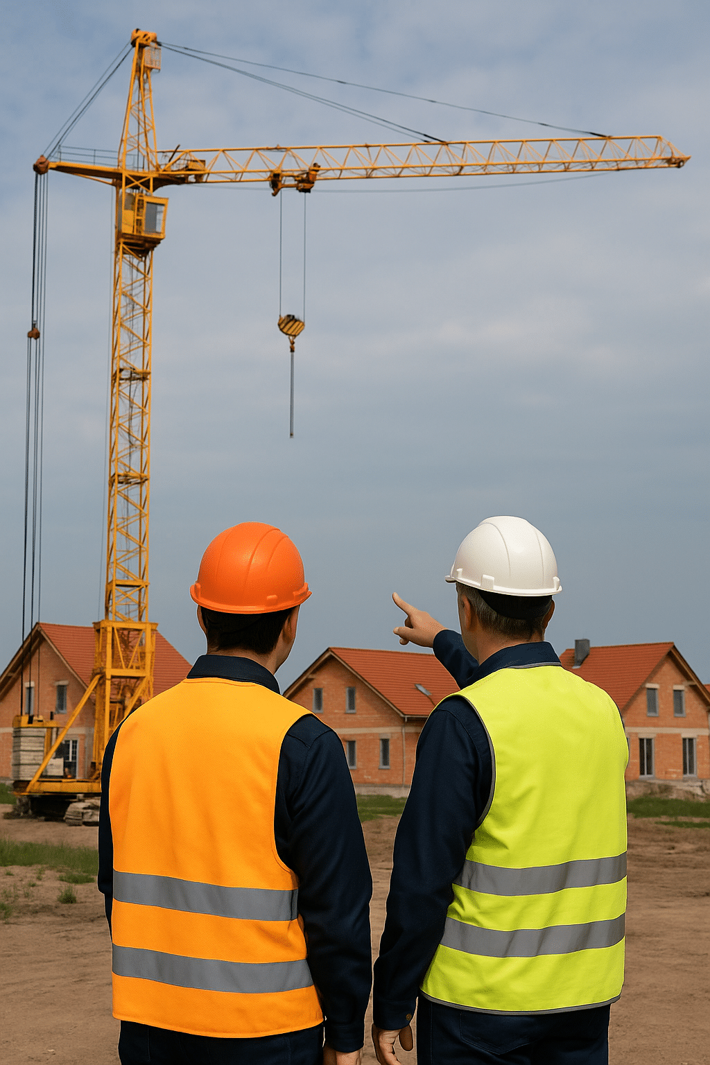 Turmdrehkranschein auf einer Baustelle machen