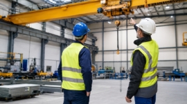 Kranschein machen – Brückenkran Besprechung mit dem Dozenten von Junge-Kranausbildung